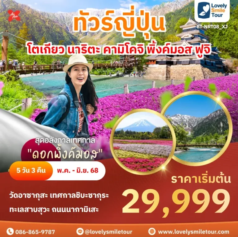 ทัวร์ญี่ปุ่น - โตเกียว นาริตะ คามิโคจิ พิ้งค์มอส ฟูจิ 16 BT NRT08 XJ 1