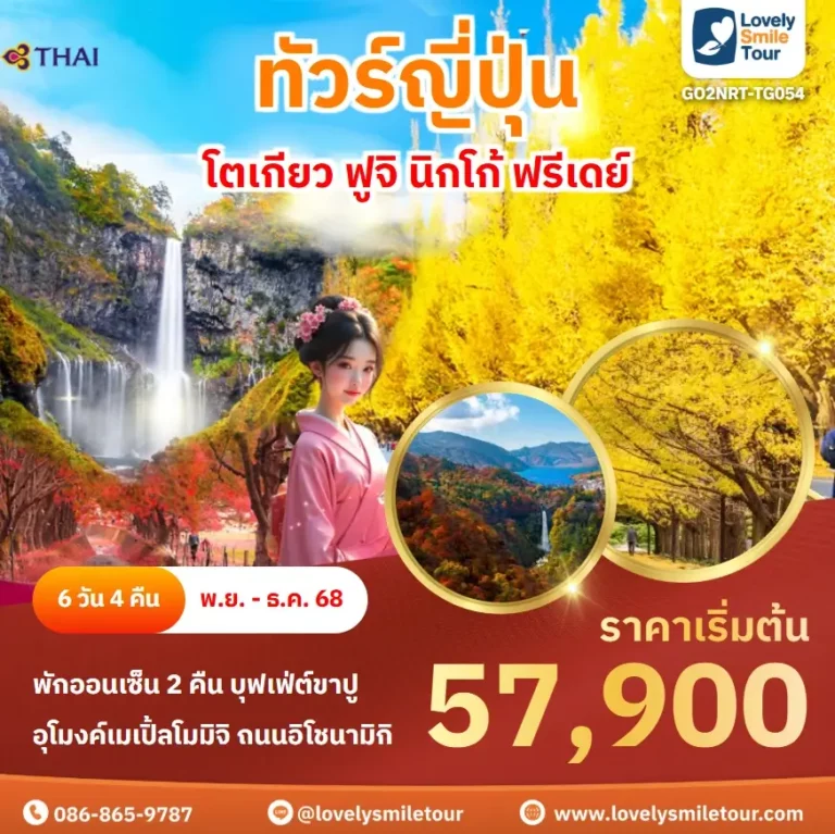 ทัวร์ญี่ปุุ่น - โตเกียว ฟูจิ นิกโก้ ฟรีเดย์ 3 GO2NRT TG054
