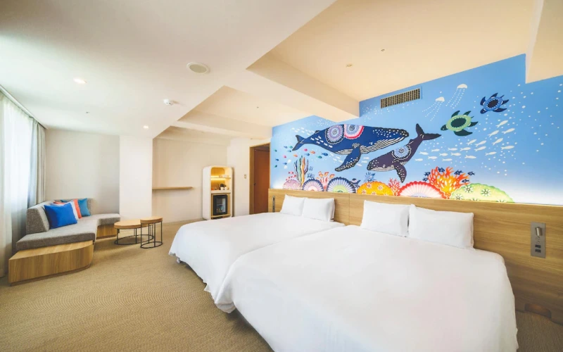 10 ที่พักโอกินาว่า ใกล้สถานีรถไฟ อัปเดตล่าสุด 26 ห้อง Premium Room โรงแรม The Orion Hotel Naha