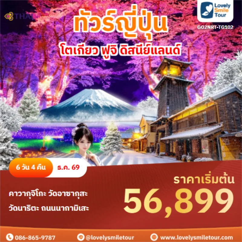 รหัสทัวร์ GO2NRT-TG102 โตเกียว ฟูจิ ดิสนีย์แลนด์