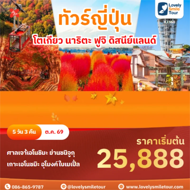 รหัสทัวร์ XJ360 โตเกียว นาริตะ ฟูจิ ดิสนีย์แลนด์