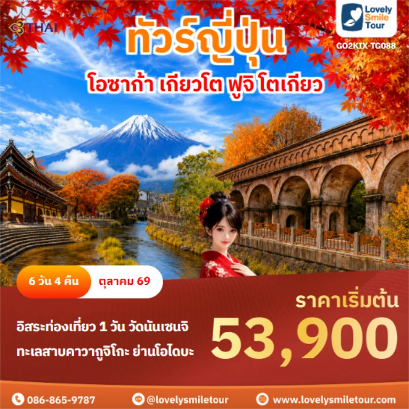 รหัสทัวร์ GO2KIX-TG088 โอซาก้า เกียวโต ฟูจิ โตเกียว