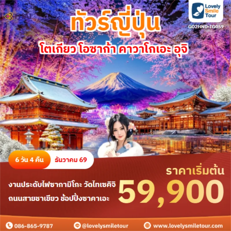 รหัสทัวร์ GO2HND-TG059 โตเกียว โอซาก้า คาวาโกเอะ อุจิ