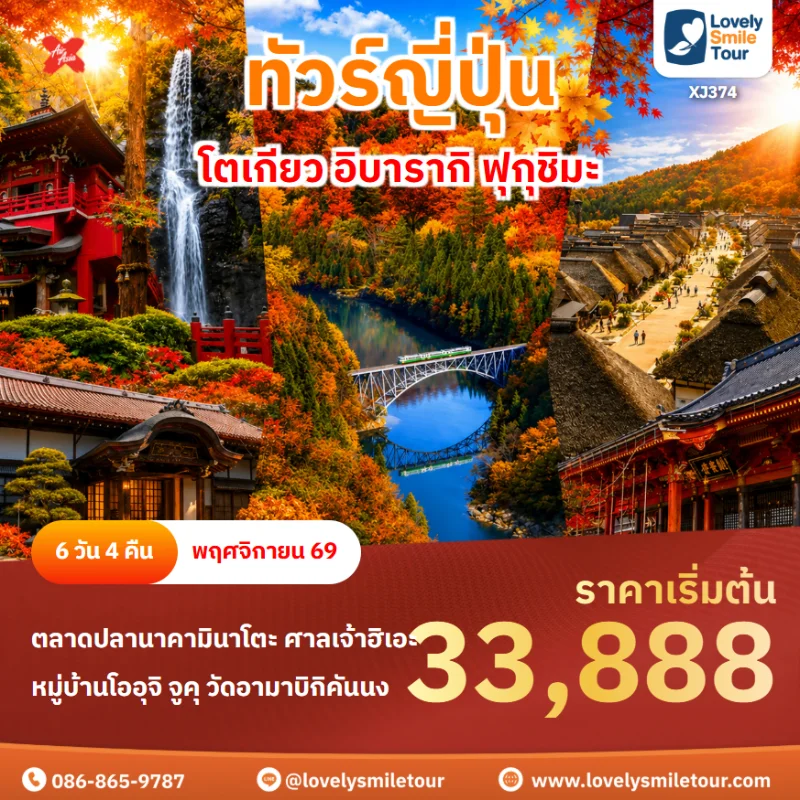 รหัสทัวร์ XJ374 โปรแกรมทัวร์โตเกียว อิบารากิ ฟุกุชิมะ