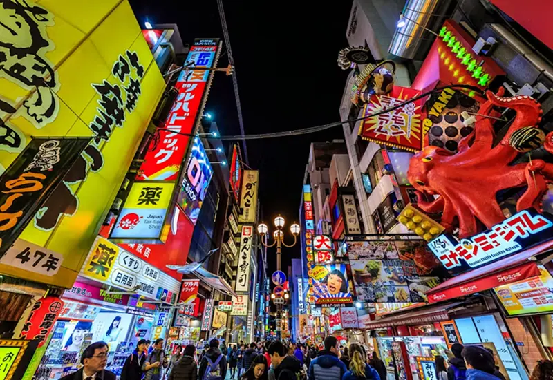7 พิกัด โดทงโบริ โอซาก้า ตะลุยกินช้อป ถ่ายรูปป้ายกูลิโกะ 12 dotonbori street night view osaka